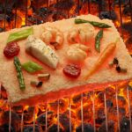 Grillen op het zoutplaat