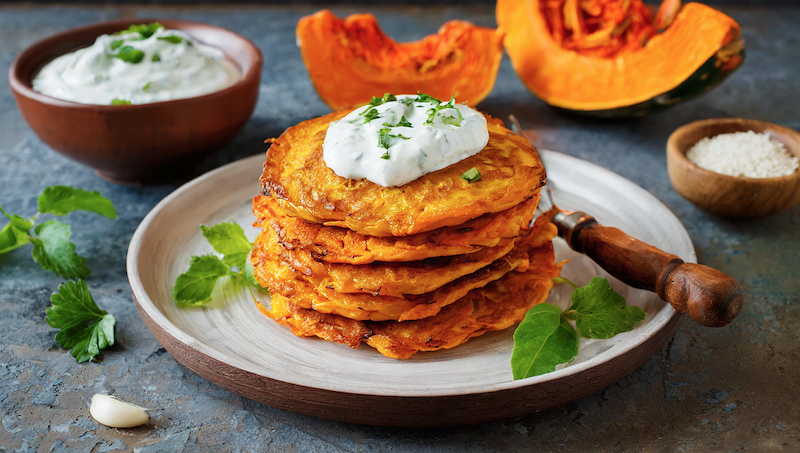 Pompoenpannenkoeken met fetakaas