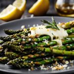 Groene asperges met knapperige aardappelen en citroenyoghurtsaus